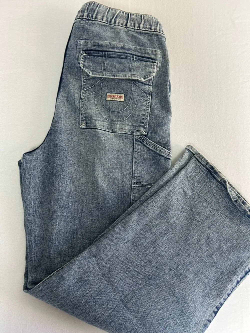 True Religion Vinny Carpenter Jeans Men 32 Light Bucking Wash NWT